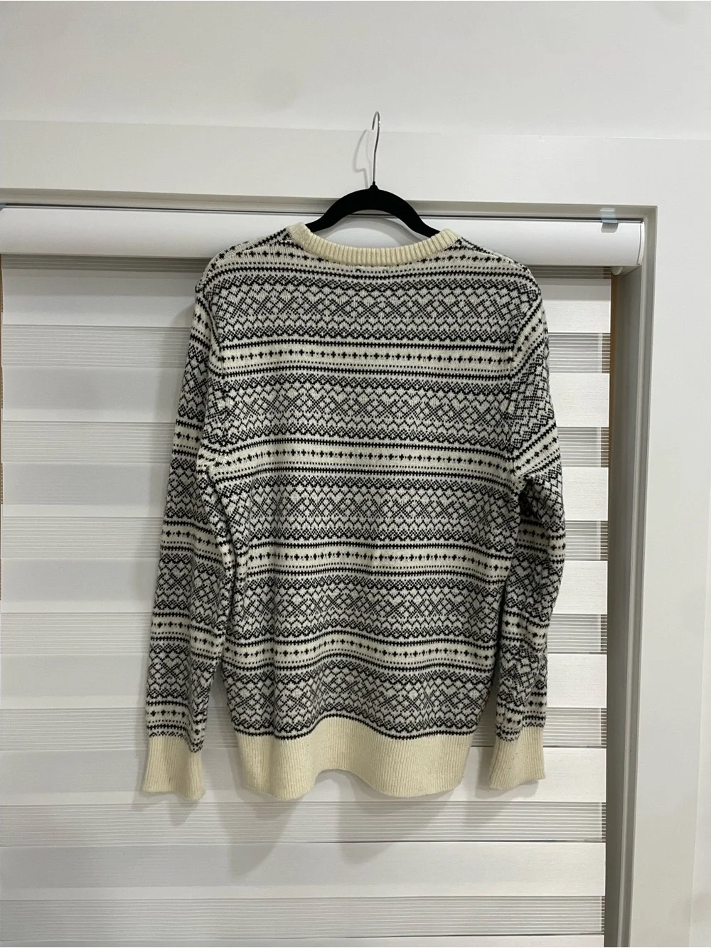 J. Crew Cream and Black Crewneck Sweater
